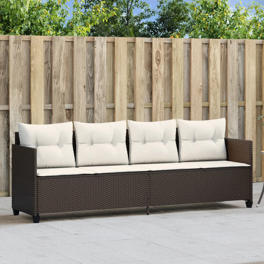 Sun lounger with brown poly rattan cushions