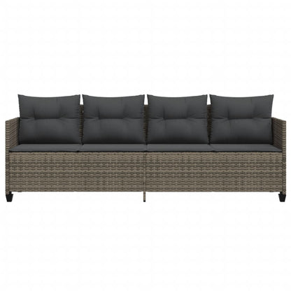 Grey poly rattan sun lounger with cushions
