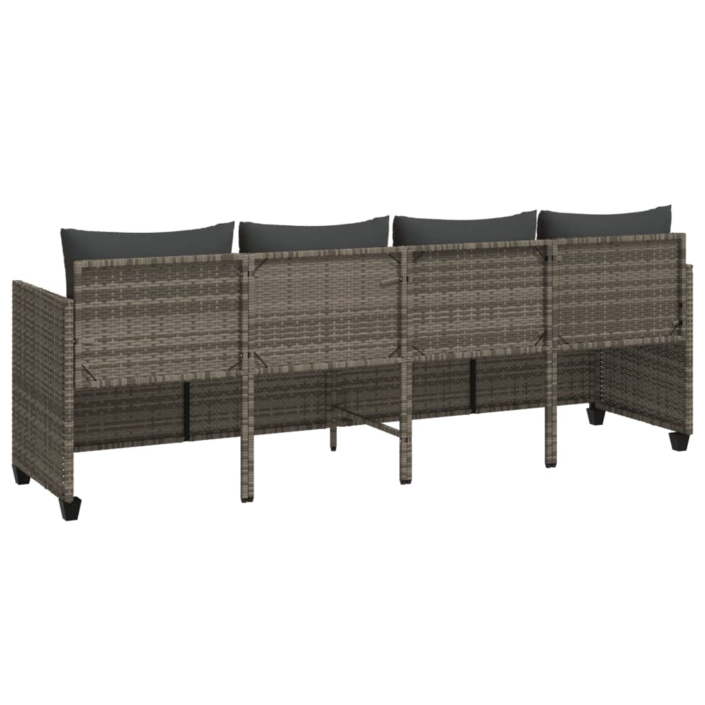 Grey poly rattan sun lounger with cushions