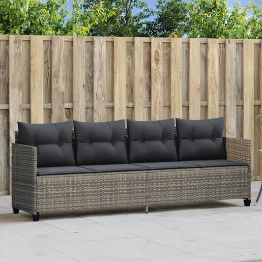 Grey poly rattan sun lounger with cushions