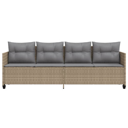 Sun lounger with beige PE wicker cushions