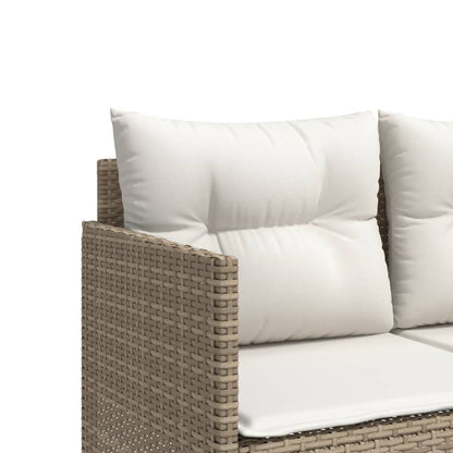 Sun lounger with cushions in beige PE wicker