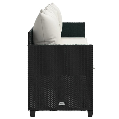 Sun lounger with cushions in black PE wicker