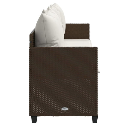 Brown PE wicker sun lounger with cushions
