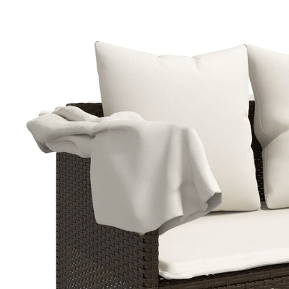 Brown PE wicker sun lounger with cushions