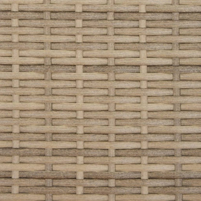 Sun lounger with cushions in beige PE wicker