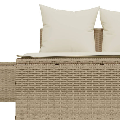 Double sun lounger with cushions in beige PE wicker