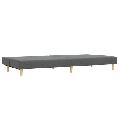 Sofá-cama de 2 lugares c/ apoio de pés tecido cinzento-escuro