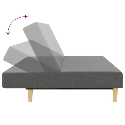 Sofá-cama de 2 lugares c/ apoio de pés tecido cinzento-escuro