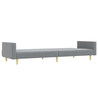 Sofá-cama de 2 lugares c/ apoio de pés tecido cinzento-claro