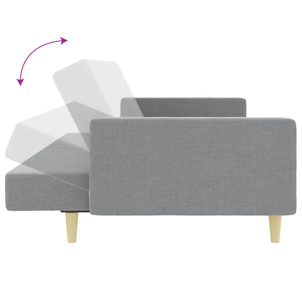 Sofá-cama de 2 lugares c/ apoio de pés tecido cinzento-claro