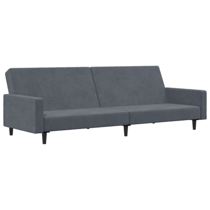 Sofá-cama 2 lugares c/ apoio de pés veludo cinzento-escuro