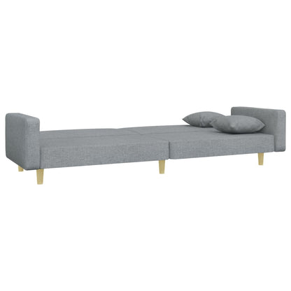 Sofá-cama de 2 lugares c/ apoio de pés tecido cinzento-claro