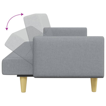 Sofá-cama de 2 lugares c/ apoio de pés tecido cinzento-claro