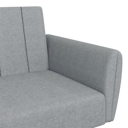 2-seater sofa bed with footrest in light grey fabric