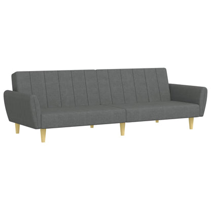 Sofá-cama de 2 lugares c/ apoio de pés tecido cinzento-escuro