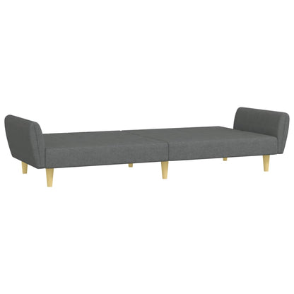Sofá-cama de 2 lugares c/ apoio de pés tecido cinzento-escuro
