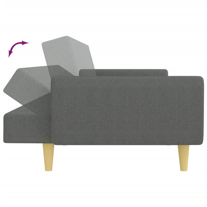Sofá-cama de 2 lugares c/ apoio de pés tecido cinzento-escuro