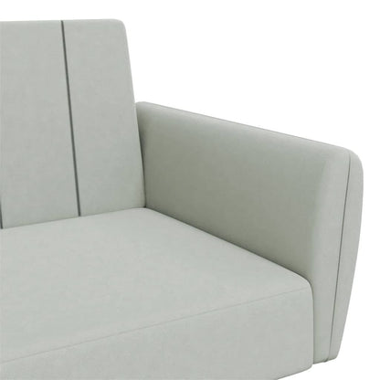 Sofá-cama 2 lugares c/ apoio de pés veludo cinza-claro