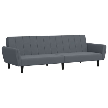 Sofá-cama 2 lugares c/ apoio de pés veludo cinzento-escuro