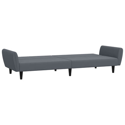 Sofá-cama 2 lugares c/ apoio de pés veludo cinzento-escuro