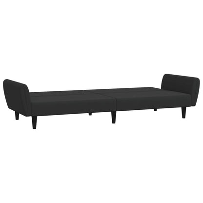 Sofá-cama 2 lugares c/ apoio de pés veludo preto