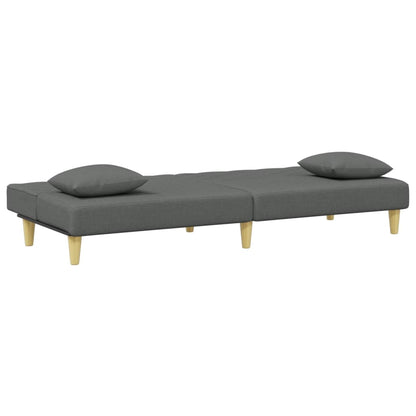 Sofá-cama 2 lugares c/ almofadas/apoio pés tecido cinza-escuro