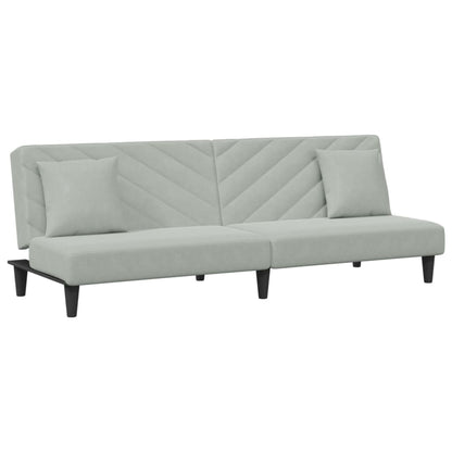 2 pcs conjunto de sofás com almofadas veludo cinzento-claro