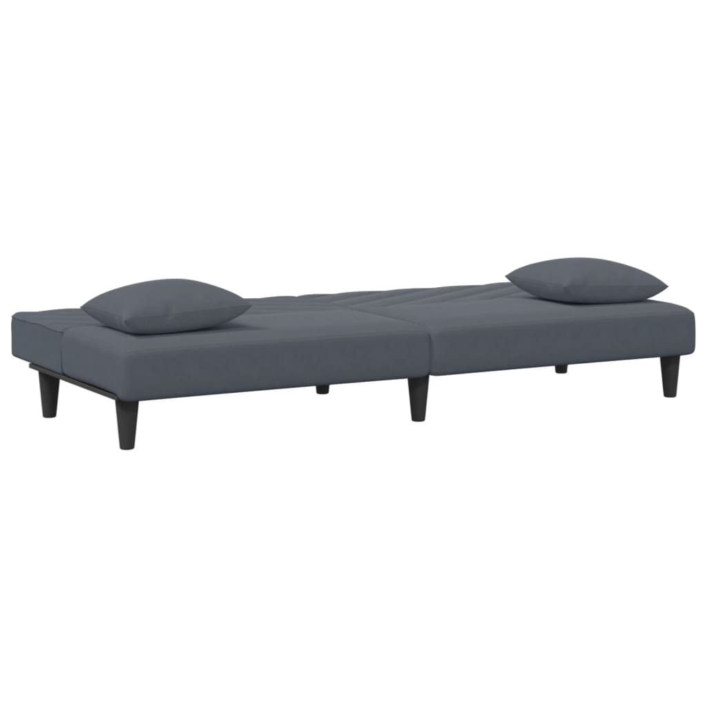 2 pcs conjunto de sofás com almofadas veludo cinzento-escuro