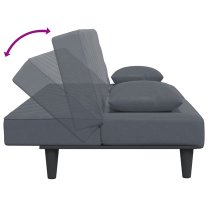 2 pcs conjunto de sofás com almofadas veludo cinzento-escuro
