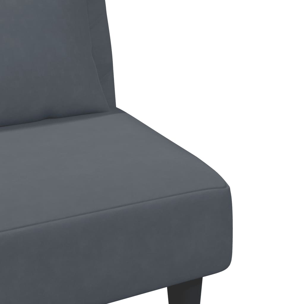 2 pcs conjunto de sofás com almofadas veludo cinzento-escuro