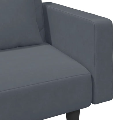 2 pcs conjunto de sofás com almofadas veludo cinzento-escuro
