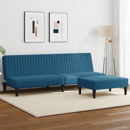 2 pcs conjunto de sofás veludo azul