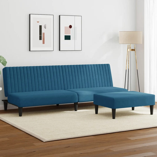 2 pcs conjunto de sofás veludo azul