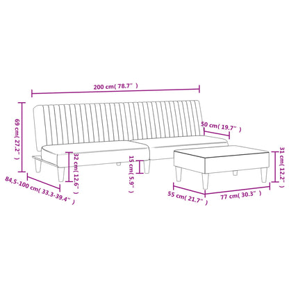 2 pcs conjunto de sofás veludo cinzento-claro
