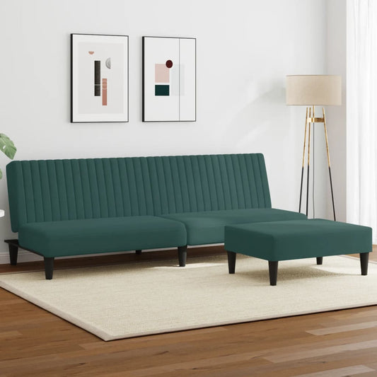2 pcs conjunto de sofás veludo verde-escuro