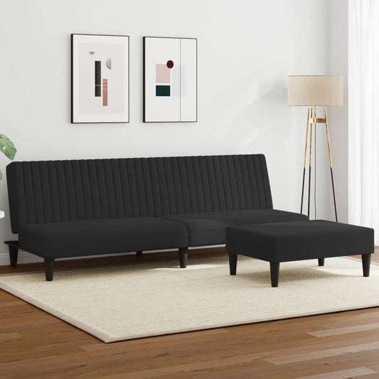 2 pcs conjunto de sofás veludo preto