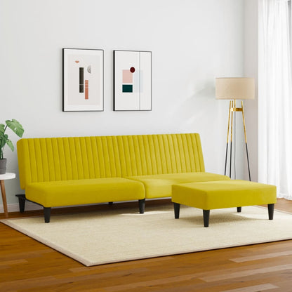 2 pcs conjunto de sofás veludo amarelo