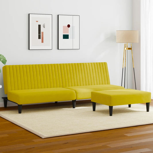 2 pcs conjunto de sofás veludo amarelo
