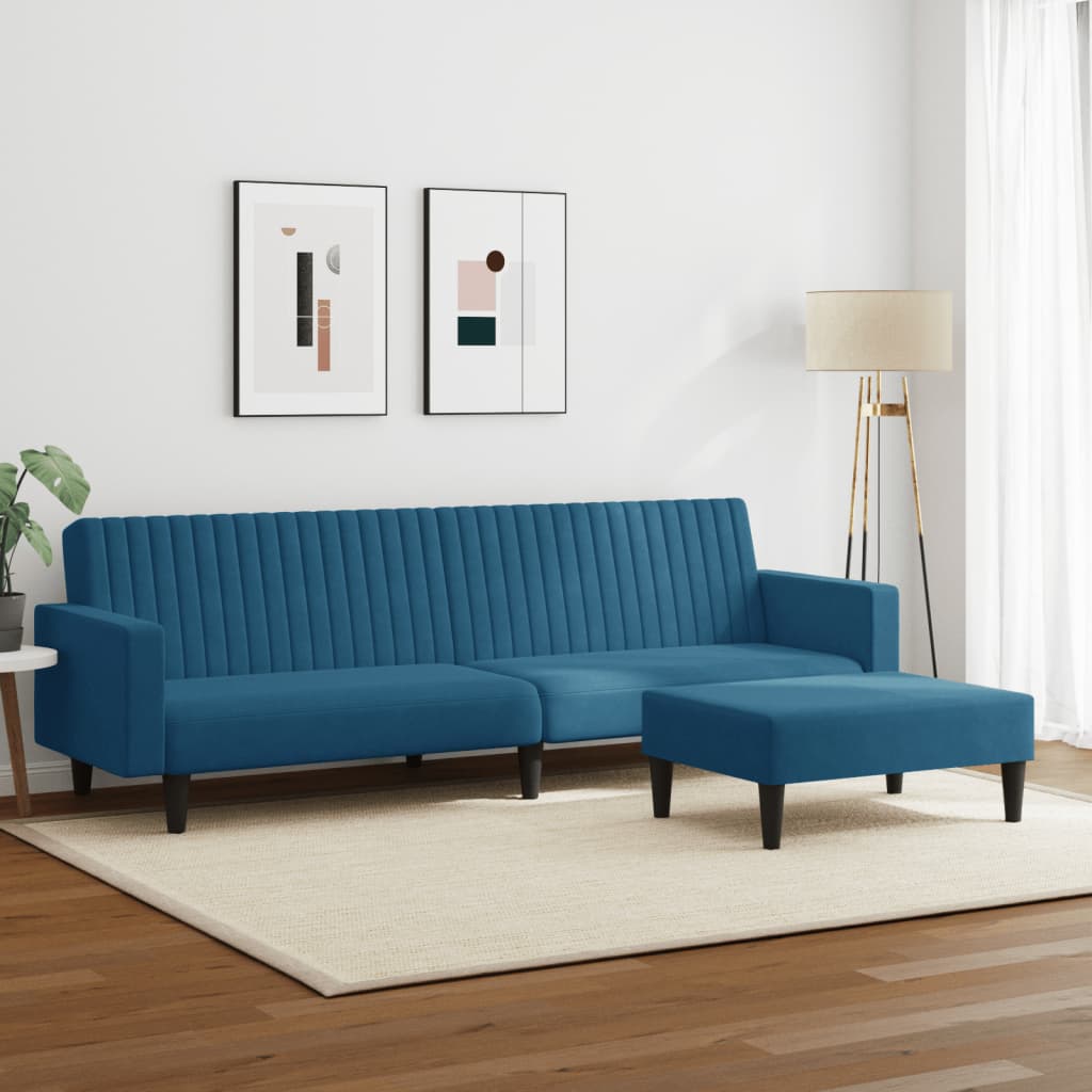 2 pcs conjunto de sofás veludo azul