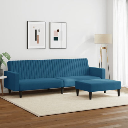 2 pcs conjunto de sofás veludo azul