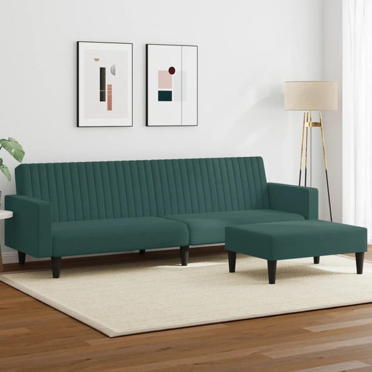 2 pcs conjunto de sofás veludo verde-escuro