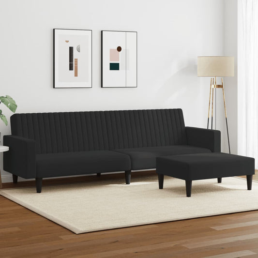 2 pcs conjunto de sofás veludo preto
