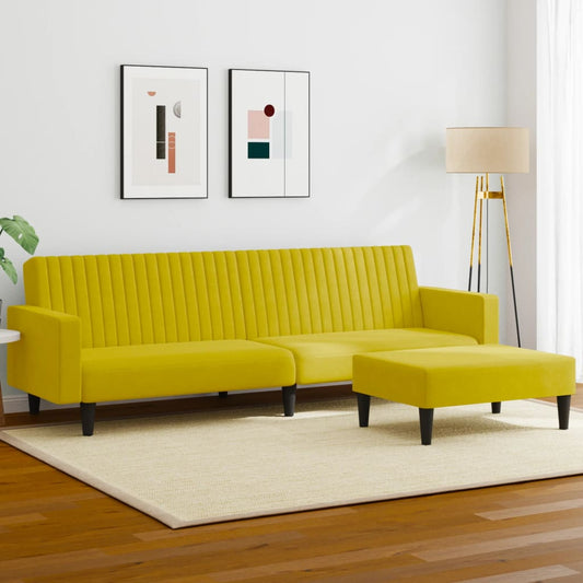 2 pcs conjunto de sofás veludo amarelo