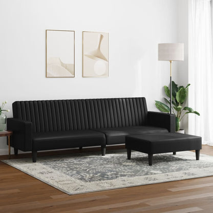 2 pcs conjunto de sofás couro artificial preto