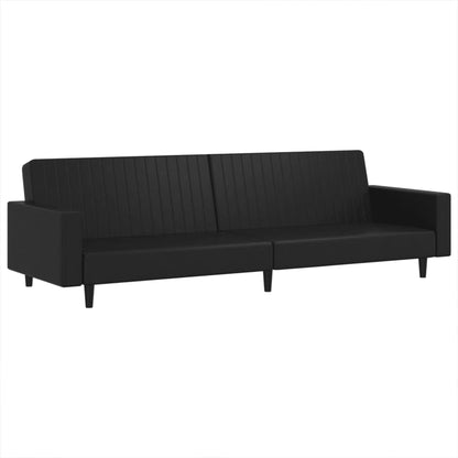 2 pcs conjunto de sofás couro artificial preto