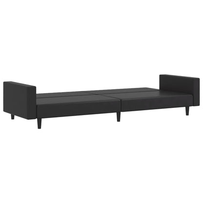 2 pcs conjunto de sofás couro artificial preto