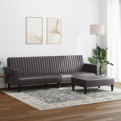 2 pcs conjunto de sofás couro artificial cinzento