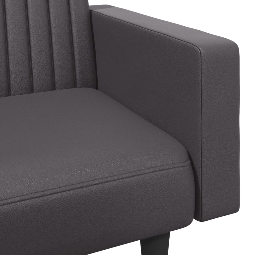 2 pcs conjunto de sofás couro artificial cinzento