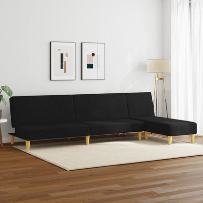 2 pcs conjunto de sofás tecido preto